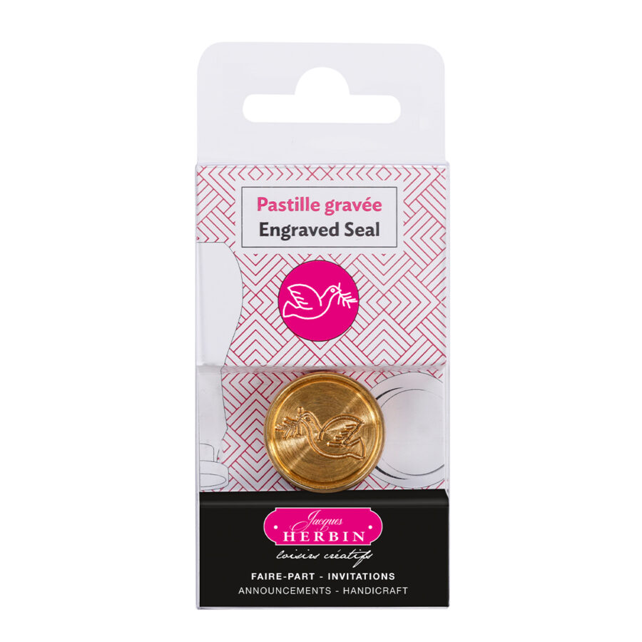 Pastille en laiton pour cire à cacheter, symbole Colombe