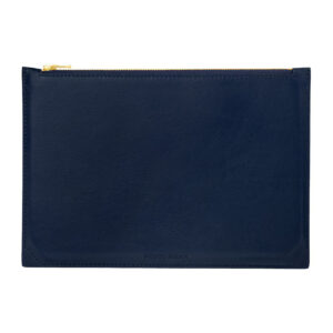 Pochette multifonction en cuir, grand modèle - Bleu marine