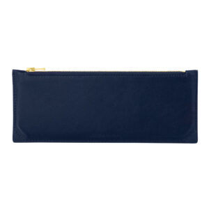 Trousse stylo en cuir, grand modèle - Bleu marine