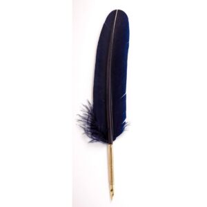 One 21 cm goose quill with steel nib and ferrule, Navy