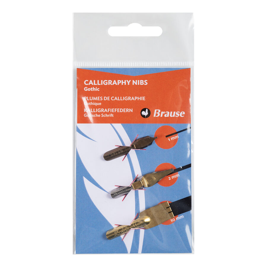 Lot de 3 plumes calligraphie pour écriture Gothique (Bandzug 1 mm, Speedball 2 mm et Plakat 10 mm)