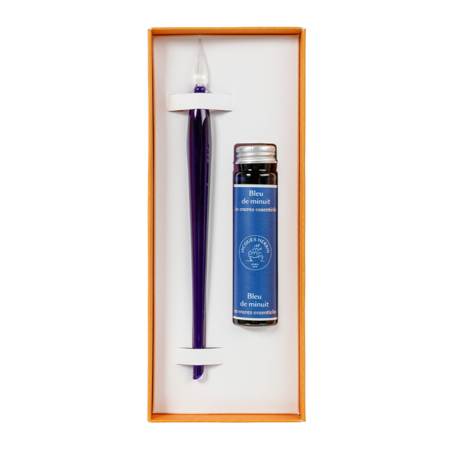 Coffret plume de verre Prestige – bleu