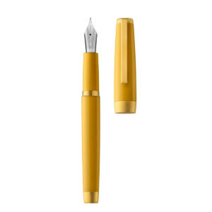 Stylo corps résine couleur ambre, attributs or jaune brossé