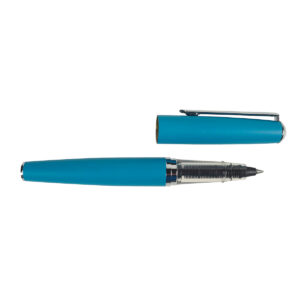 Stylo roller en métal à cartouche, Bleu