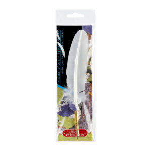 Une plume d'oie 21 cm avec embout et plume acier, Blanche