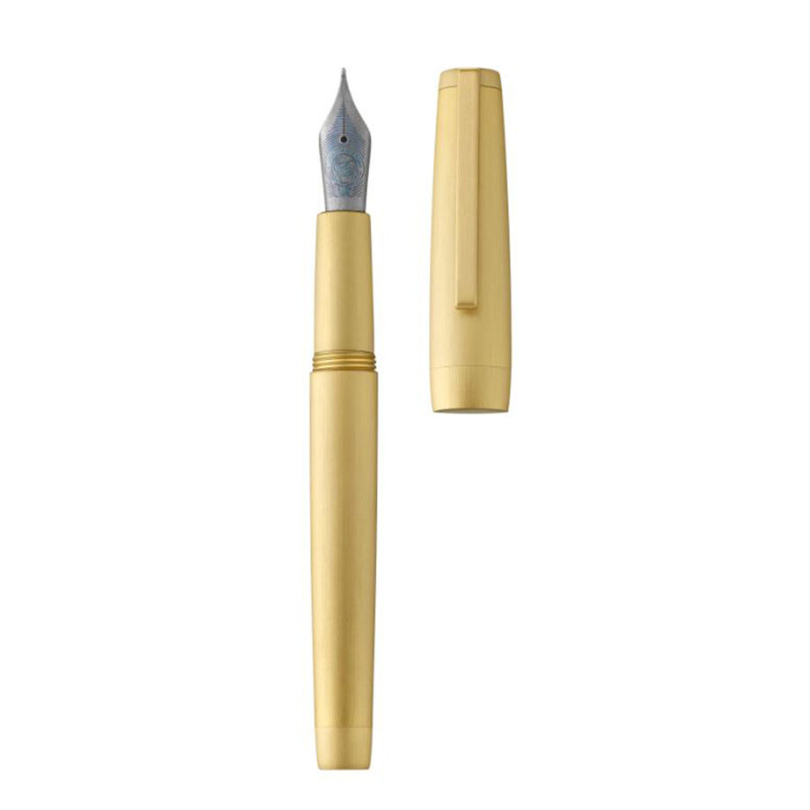 Precious metal pen with brushed 1N yellow gold barrel and brushed 3N yellow gold appointments