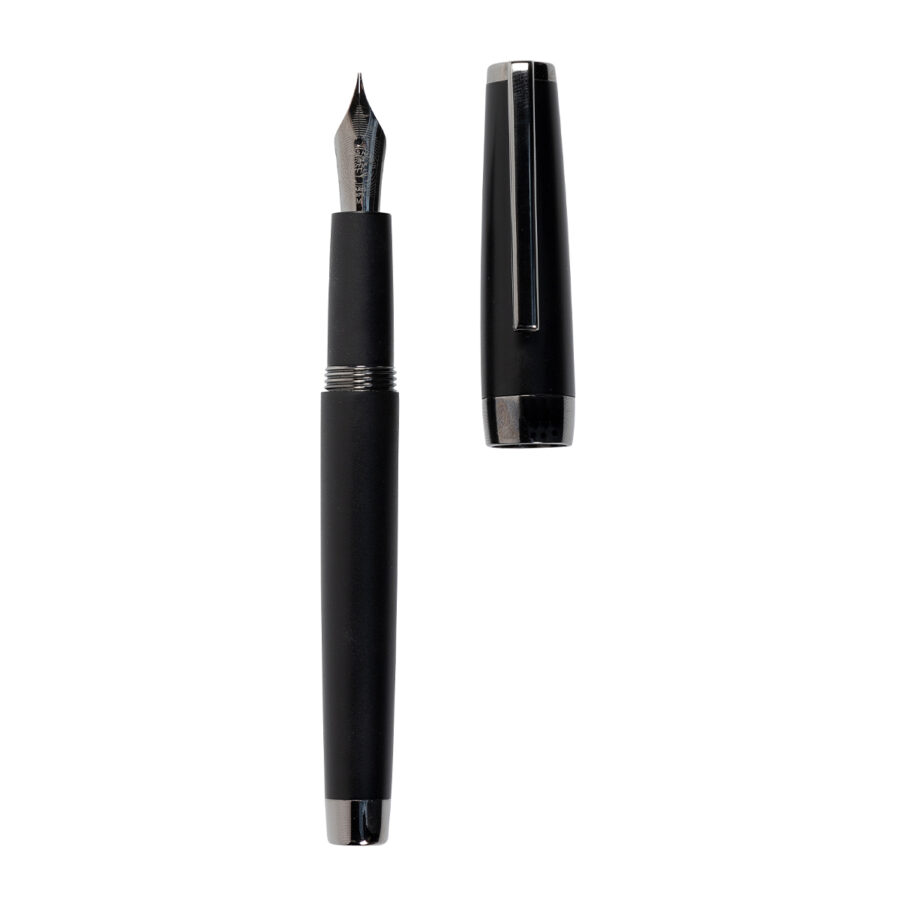 Precious metal pen, matt black PVD barrel and polished black ruthenium appointments, Ruthenium-coated steel nib – Black