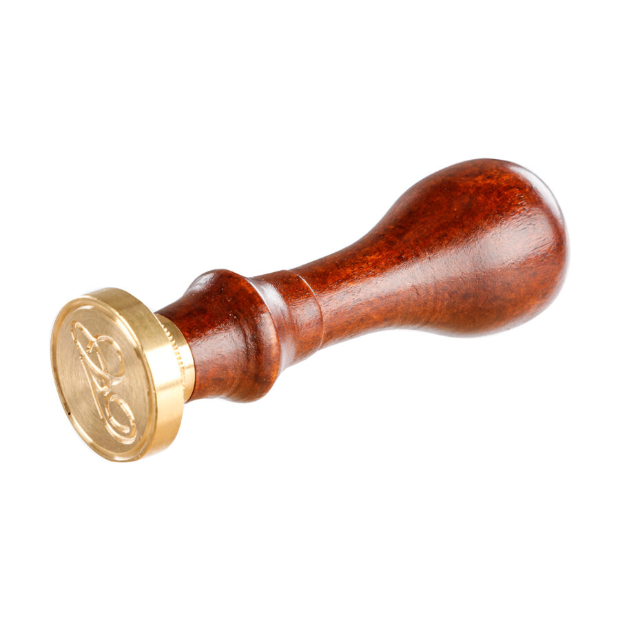 Sceau rond avec manche en bois vernis, lettre G en alphabet anglaise