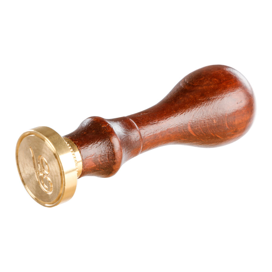 Sceau rond avec manche en bois vernis, lettre Y en alphabet anglaise