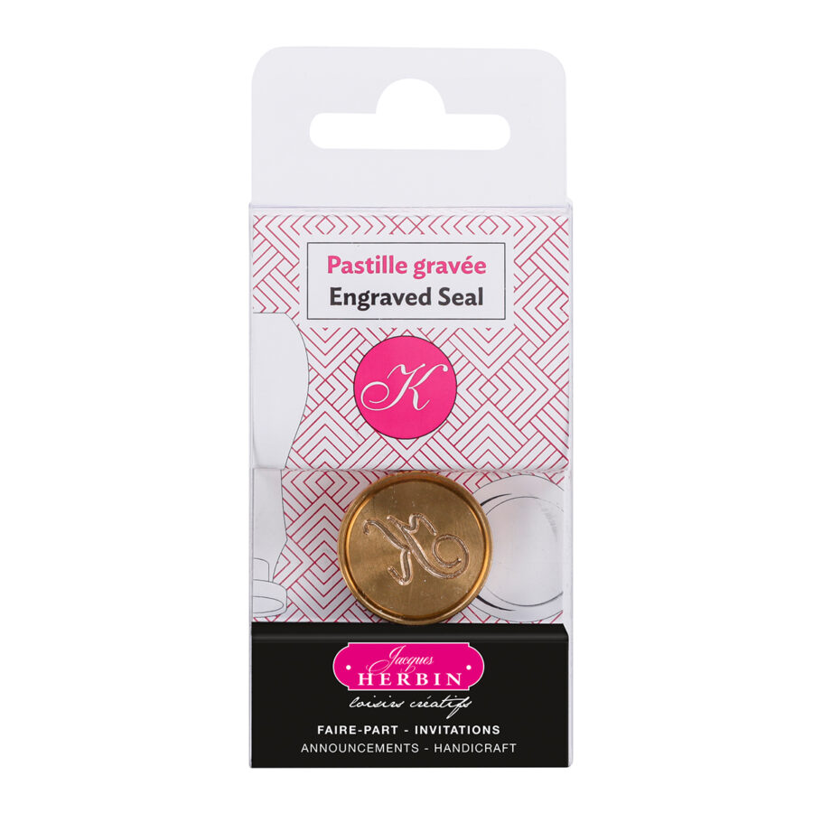 Pastille en laiton pour cire à cacheter, alphabet anglais, lettre K