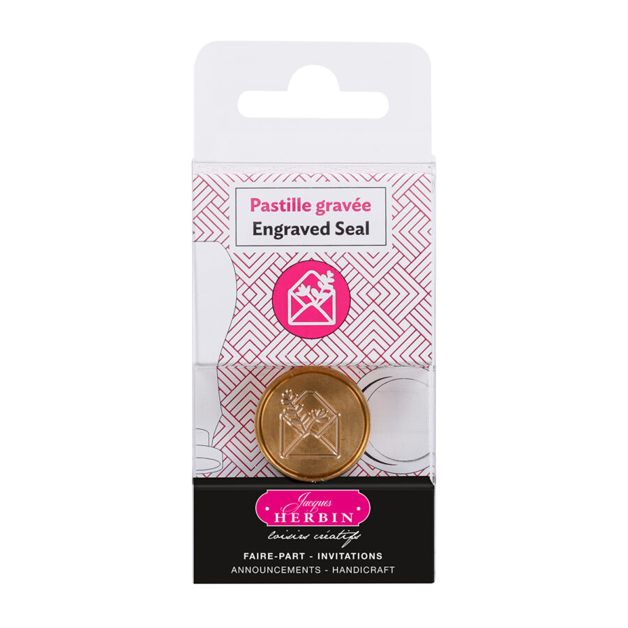 Pastille en laiton pour cire à cacheter, symbole « enveloppe »