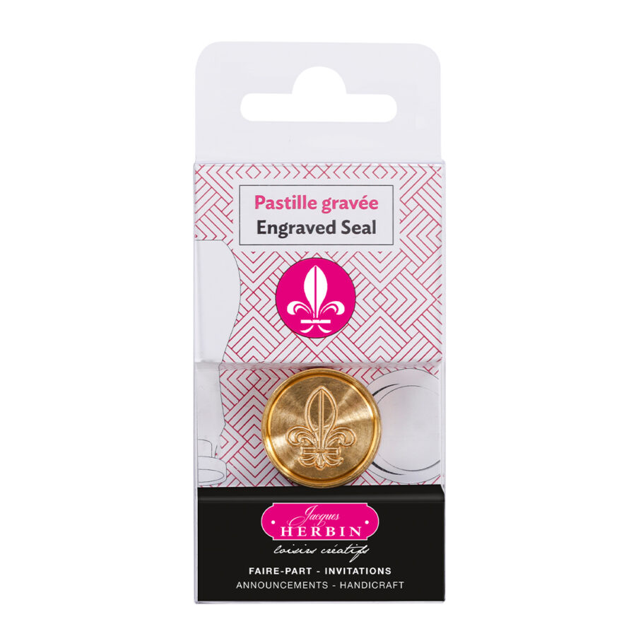 Pastille en laiton pour cire à cacheter, symbole Fleur de lys