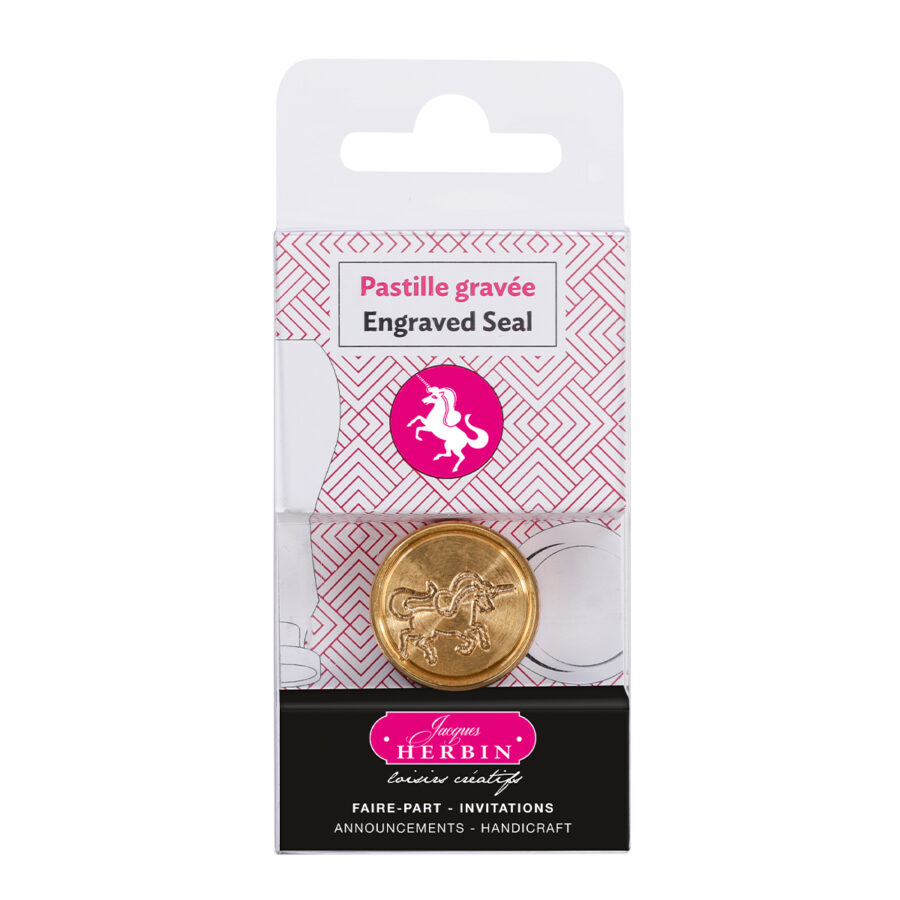Brass sealing wax tablet, Unicorn symbol