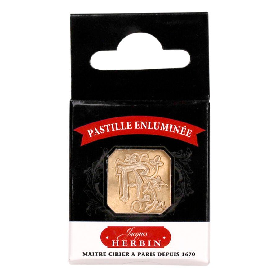 Sceau carré, lettre A enluminée pour cachet de cire. Fabrication française
