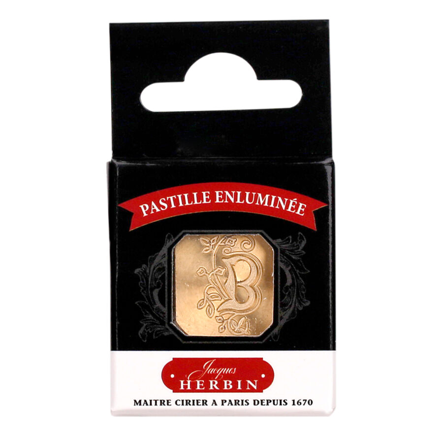Sceau carré, lettre B enluminée pour cachet de cire. Fabrication française