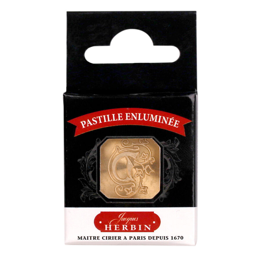 Square seal, illuminated letter D for wax seal. Made in France