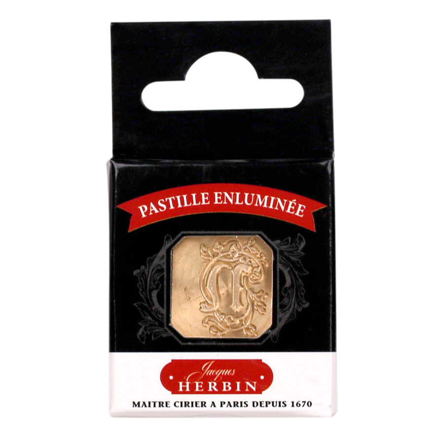 Sceau carré, lettre N enluminée pour cachet de cire. Fabrication française