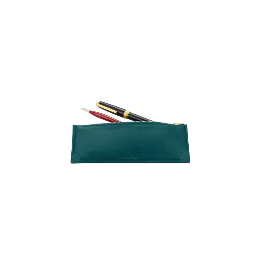 Trousse stylo en cuir, petit modèle – Vert émeraude