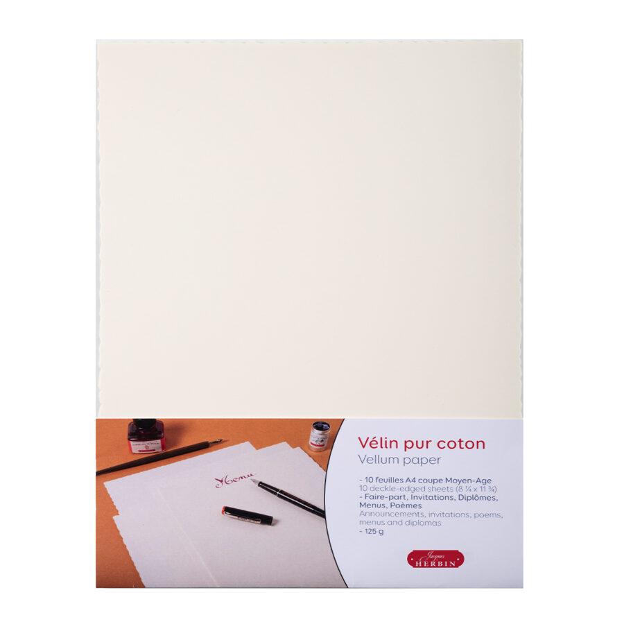 Pochette de 10 feuilles de papier vélin pur coton 125g