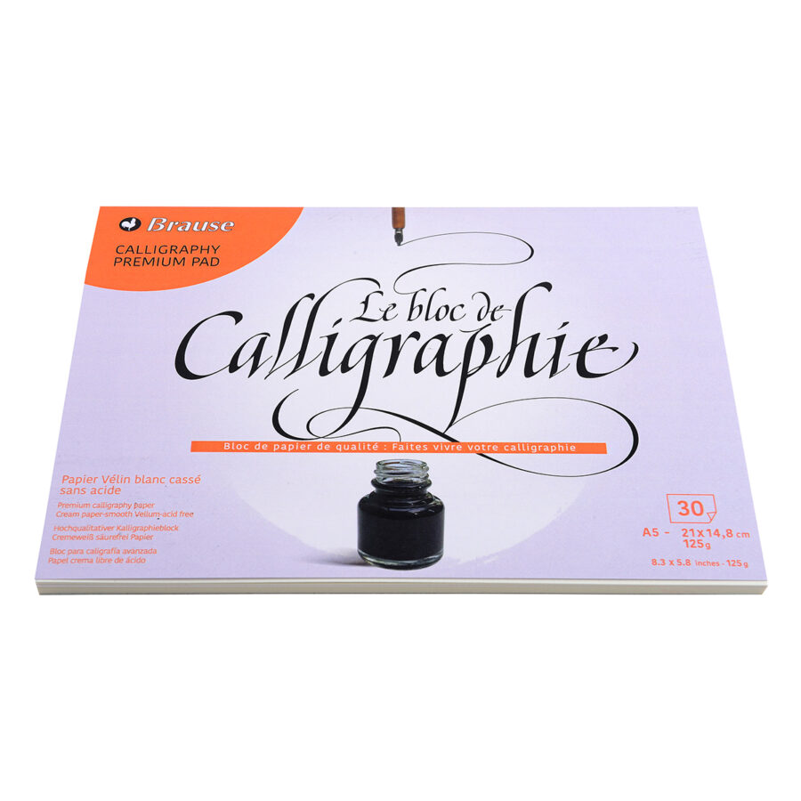 Bloc encollé de calligraphie 30 feuilles vélin blanc cassé 125g
