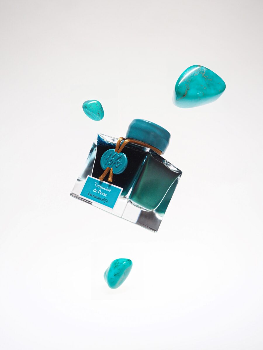 Encre turquoise de perse pailletées