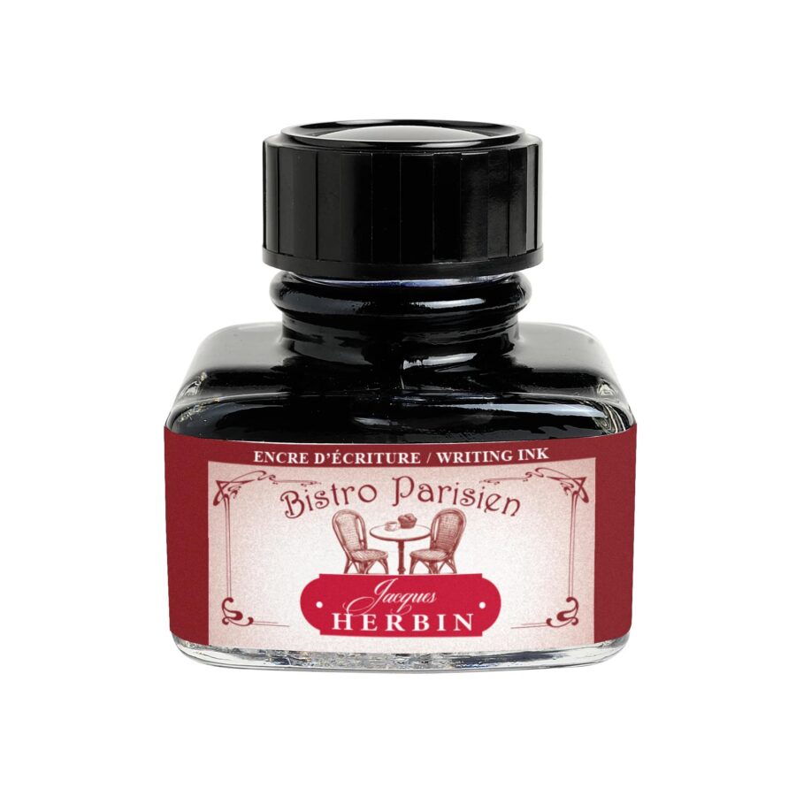 Writing ink bottle for fountain pens and roller pens – 30 ml – burgundy – Bistro Parisien