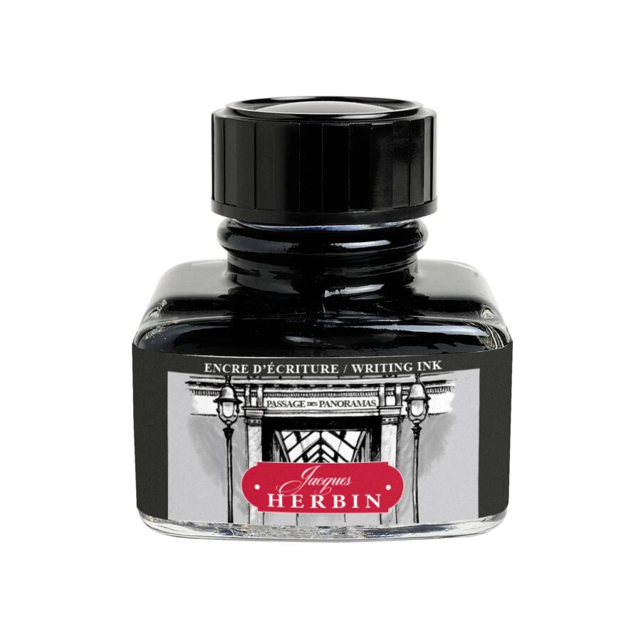 Bottled writing ink for fountain pens and roller pens – 30 ml – Black – Passage des Panoramas