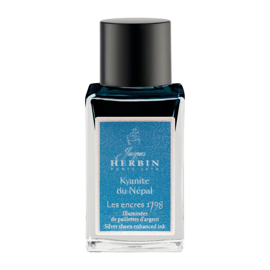 Bottle of glitter silver ink 1798 for fountain pen, rollerball, glass nib and nibholder 15 ml, Ink 1798, Nepalese Kyanite