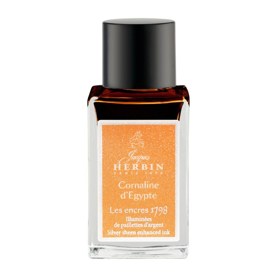 Bottled 1798 glitter silver ink for fountain pens, rollerballs, glass nibs and pen-holders 15 ml, Ink 1798 – Egyptian Carnelian