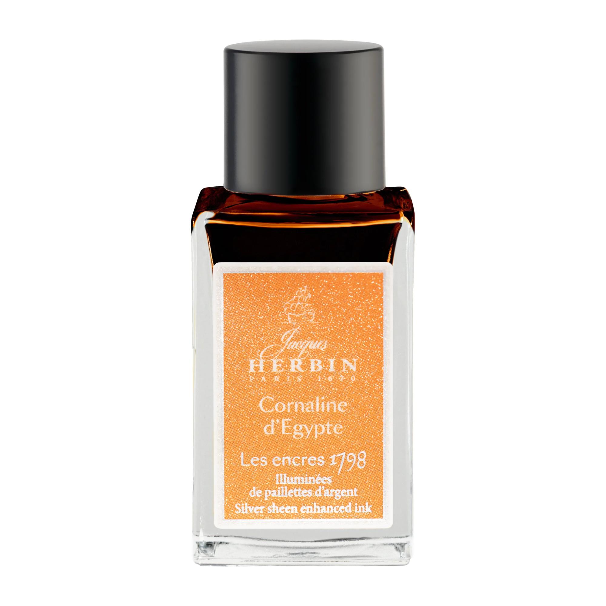 Un flacon d&rsquo;encre pailletée argent 1798 pour stylo-plume, roller, plume de verre et porte-plume 15 ml, Encre 1798 – Cornaline d&rsquo;Egypte