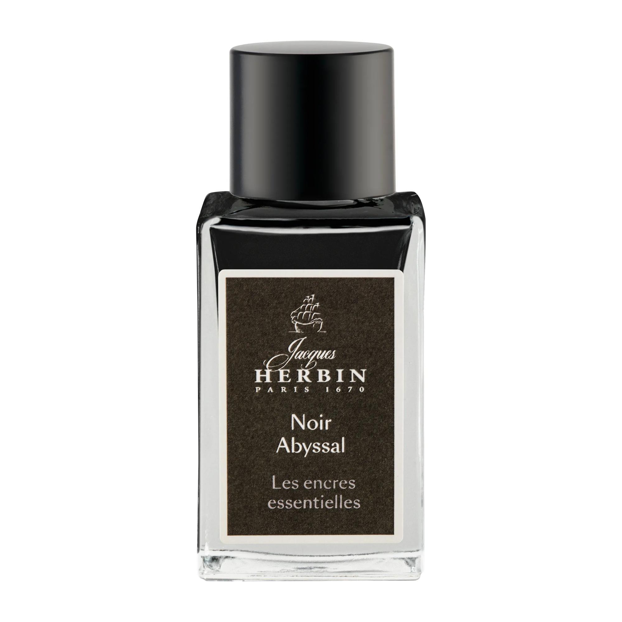 Flacon d&rsquo;encre 15 ml pour stylo-plumes et stylos roller, Noir abyssal. Fabriqué en France