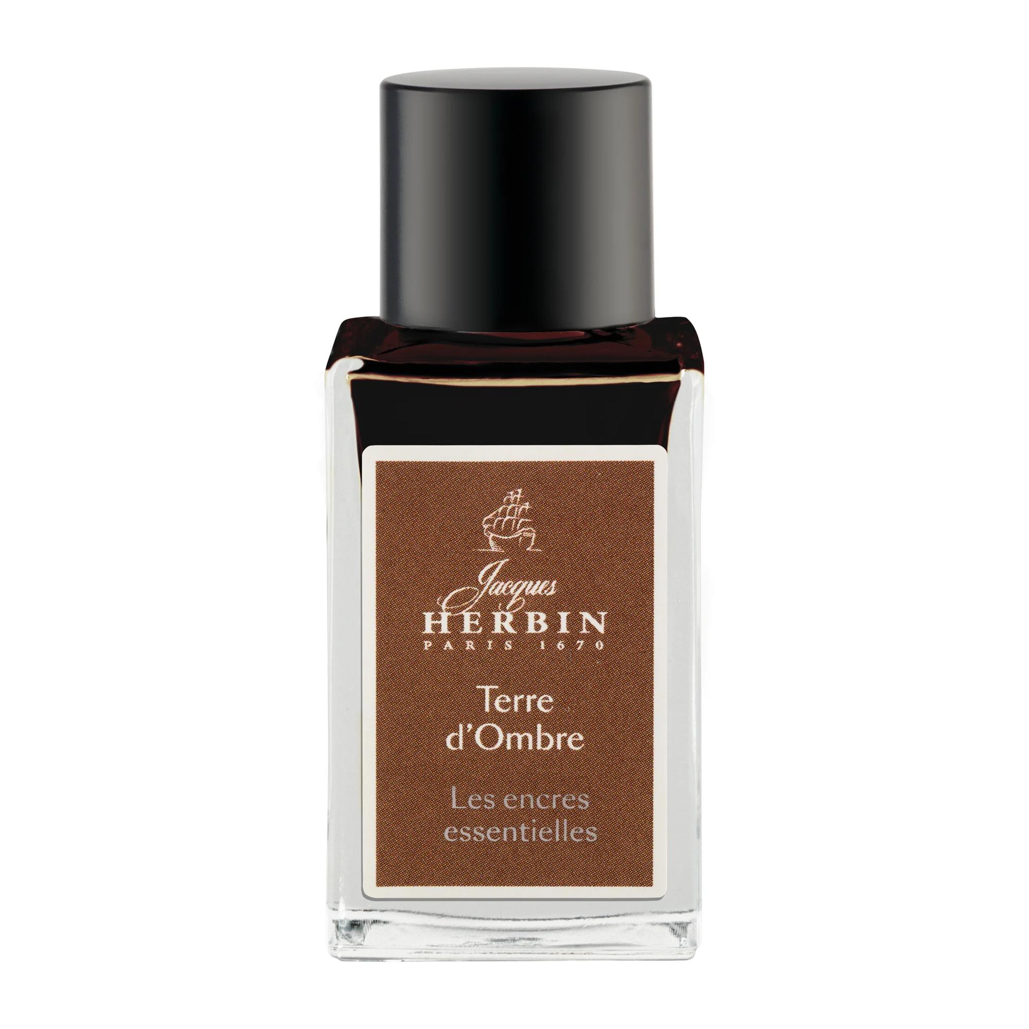 Flacon d&rsquo;encre 15 ml pour stylo-plumes et stylos roller, Terre d&rsquo;ombre. Fabriqué en France