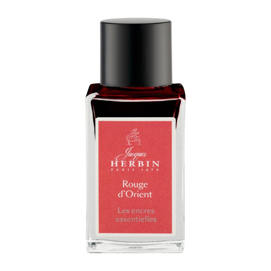 15 ml bottle of ink for fountain pens and rollerballs, Rouge d’orient. Made in France