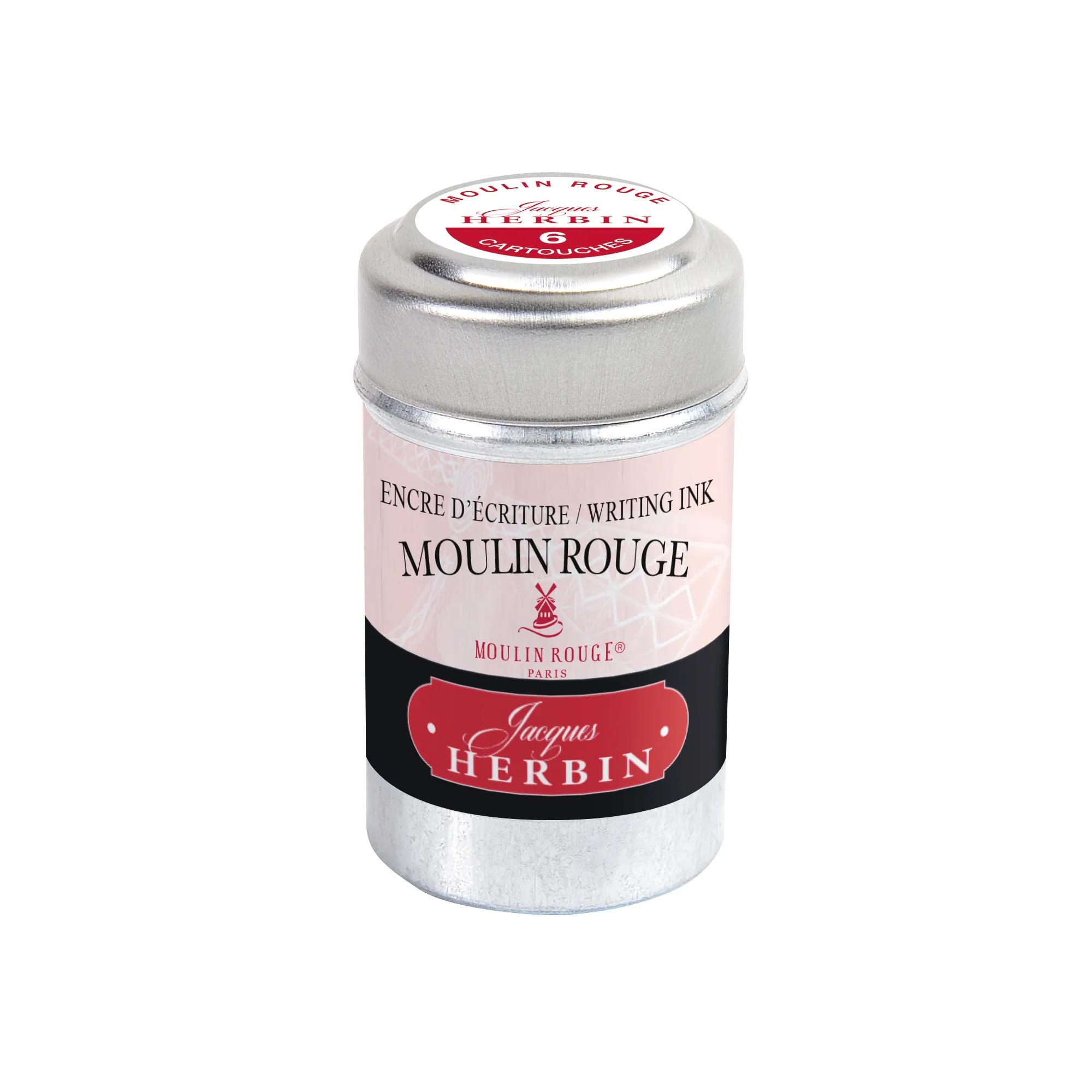 Une boite de 6 cartouches d&rsquo;encre pour stylo-plumes et stylos roller (produit sans emballage – objectif zéro déchet), Moulin Rouge