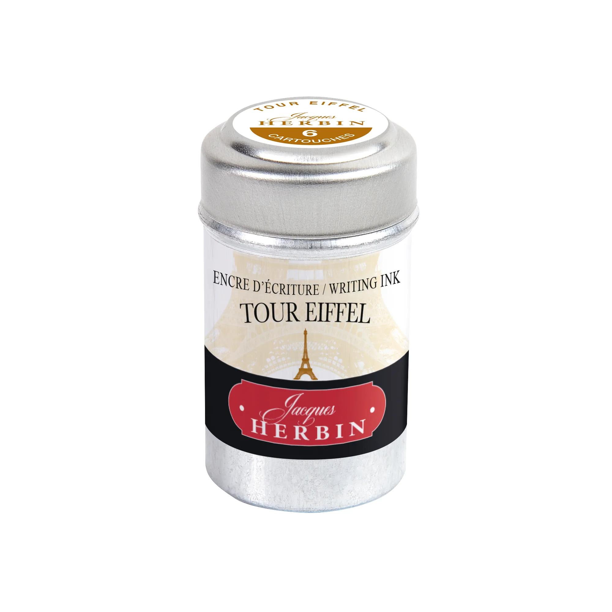 Une boite de 6 cartouches d&rsquo;encre pour stylo-plumes et stylos roller (produit sans emballage – objectif zéro déchet), Tour Eiffel